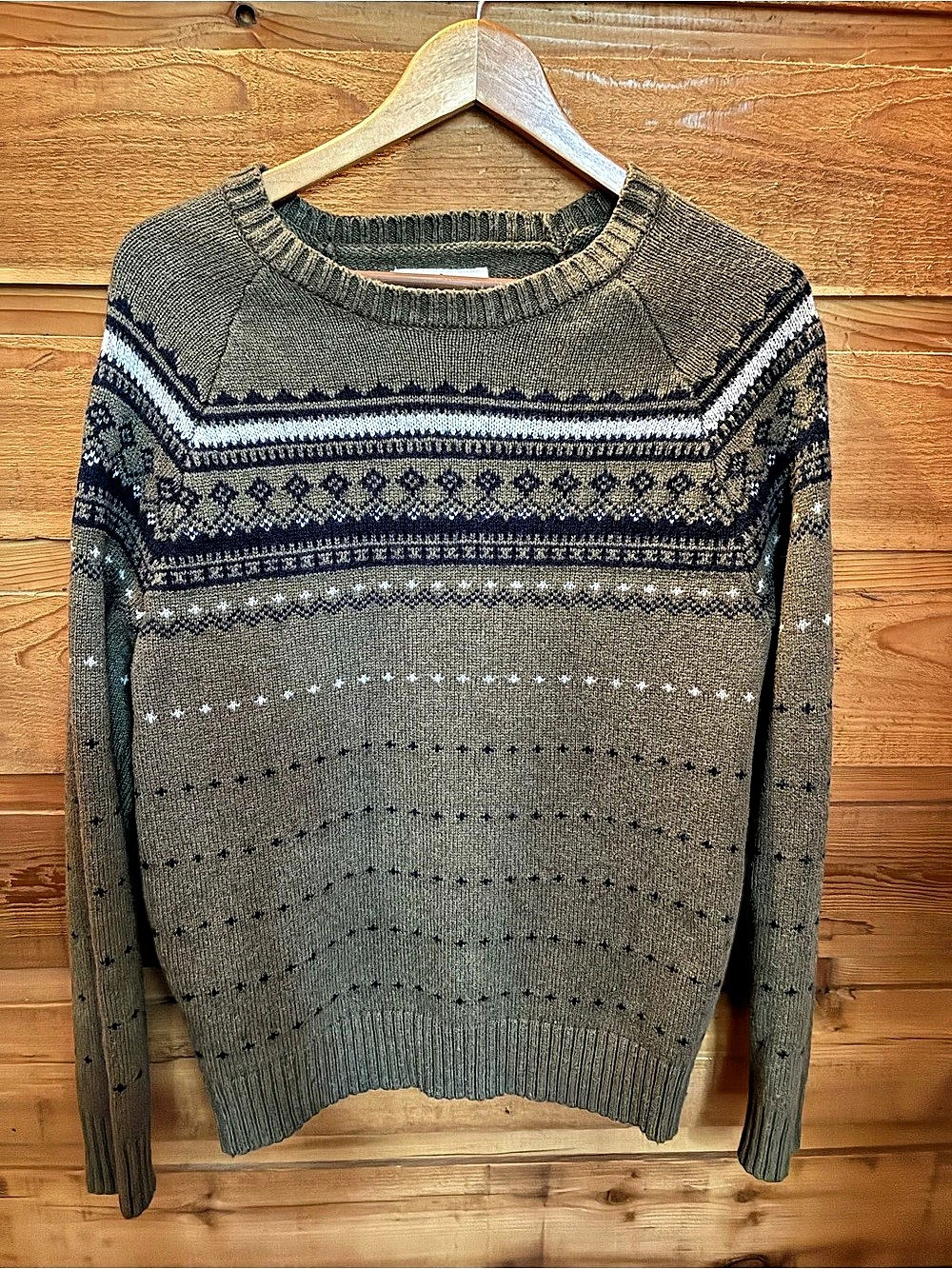 St John's Bay Men's Fair Isle Geometric Sweater Size Medium